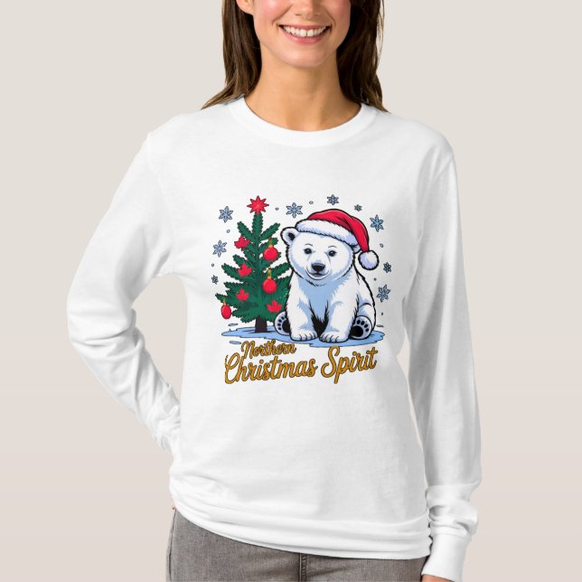 Northern Christmas Spirit & Canadian Christmas T Shirt (Framsida)