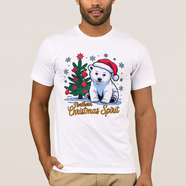 Northern Christmas Spirit & Canadian Christmas. T Shirt (Framsida)