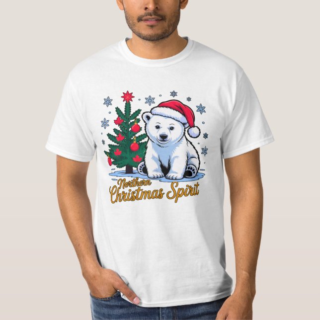 Northern Christmas Spirit & Canadian Christmas. T Shirt (Framsida)
