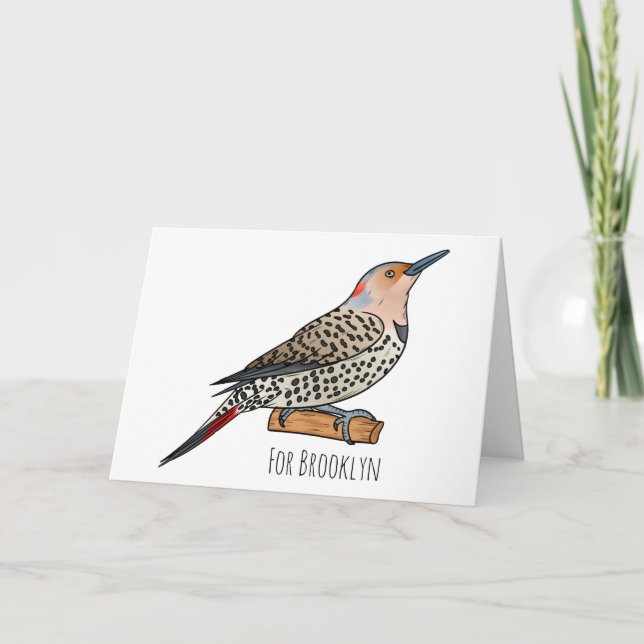 Northern flicker bird cartoon illustration kort (Framsida)