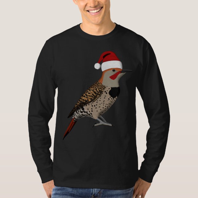 Northern Flicker jul Bird Jultomten Biolog T Shirt (Framsida)