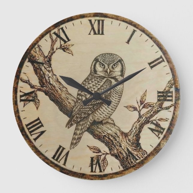 Northern Hawk Owl - Wall Clock Stor Klocka (Framsida)