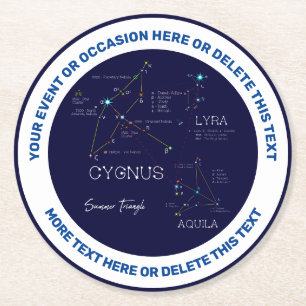 Northern Hemisphere Summer Triangle Stars Underlägg Papper Rund