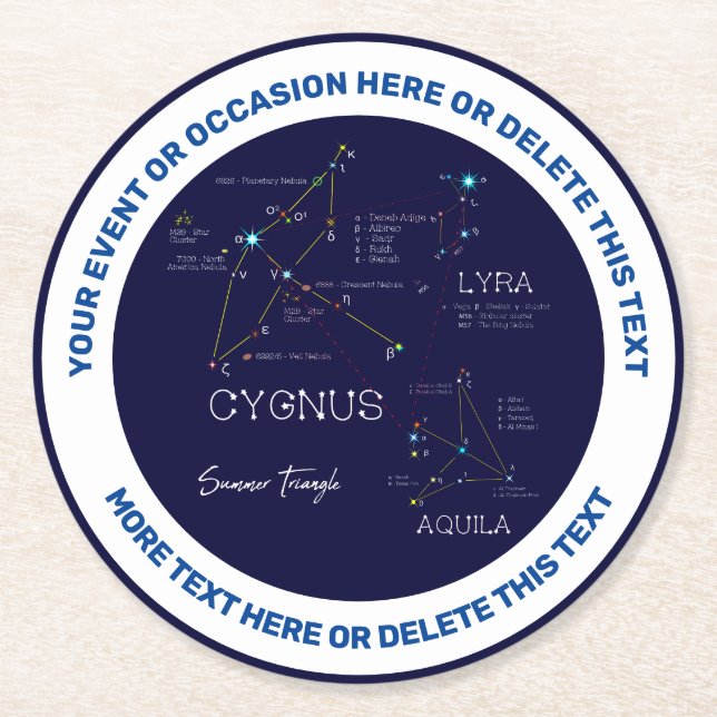 Northern Hemisphere Summer Triangle Stars Underlägg Papper Rund (Framsidan)