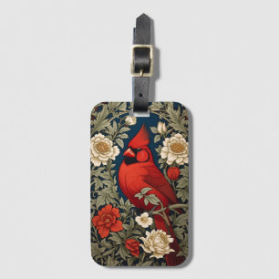 Northern Kardinal Blommigt William Morris Inspired Bagagebricka