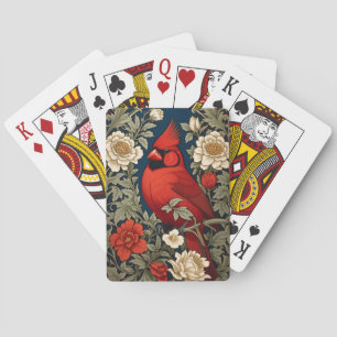 Northern Kardinal Blommigt William Morris Inspired Casinokort