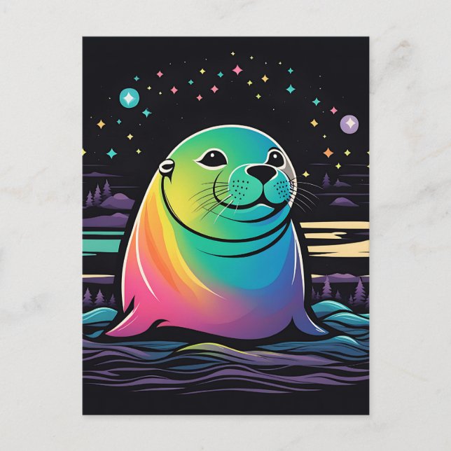 Northern Kawaii Seal Vykort (Framsida)