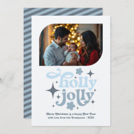 Northern Light Modern Blue Christmas Photo Julkort