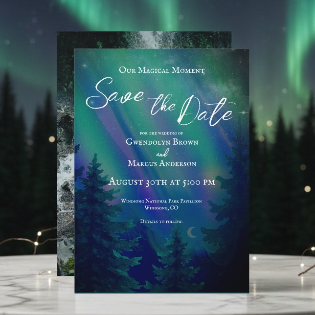 Northern Lights Magical Moment Photo Save the Date (Skapare uppladdad)