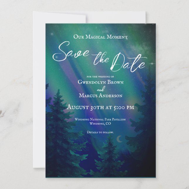 Northern Lights Magical Moment Save the Date (Framsida)