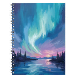 Northern Lights Winter Watercolor Anteckningsbok
