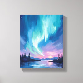 Northern Lights Winter Watercolor Canvastryck