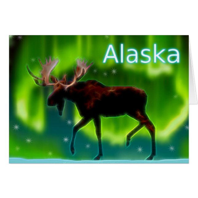 Northern Ljus Moose Hälsningskort (Framsidan Horizontal)
