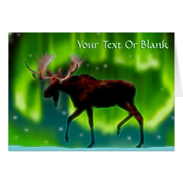 Northern Ljus Moose Hälsningskort (Framsidan Horizontal)