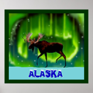 Northern Ljus Moose Poster