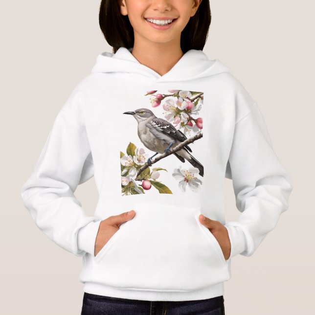 Northern Mockingbird Surrounded by Apple Blossom T Shirt (Framsida)