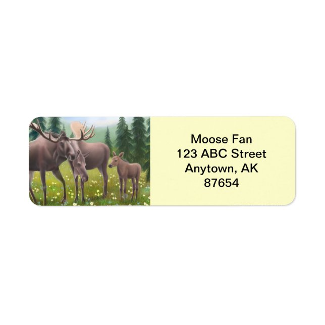 Northern Moose Family Anpassade Returadress Etikett (Framsidan)