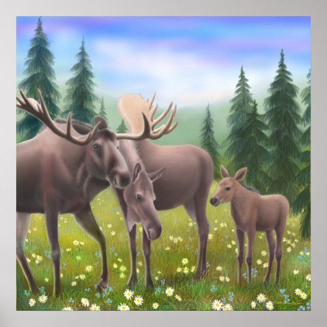 Northern Moose Family Poster (Framsidan)