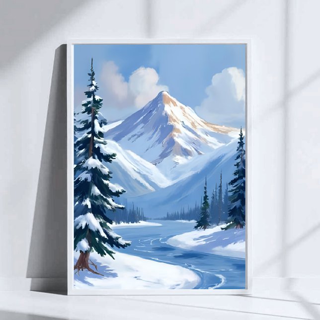 Northern Peaks | Winter Mountain Landscape Painted Poster (Skapare uppladdad)
