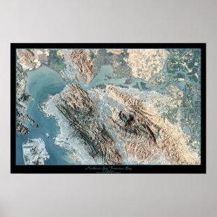 Northern San Francisco, CA satellitavtryck Poster