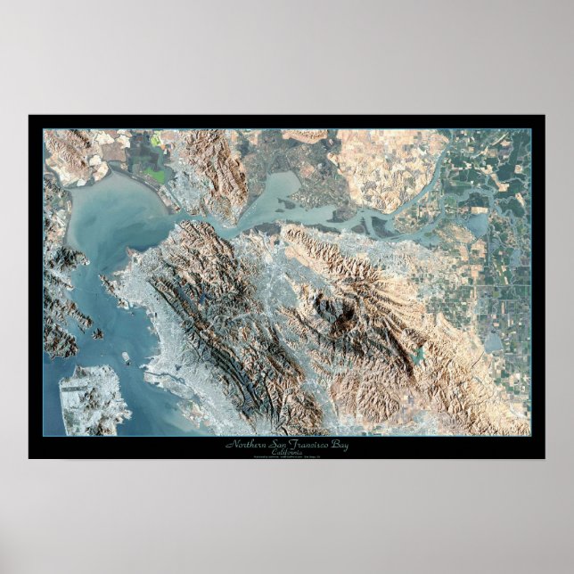 Northern San Francisco, CA satellitavtryck Poster (Framsidan)