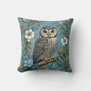 Northern Saw-Whet Uggla William Morris Inspired Kudde