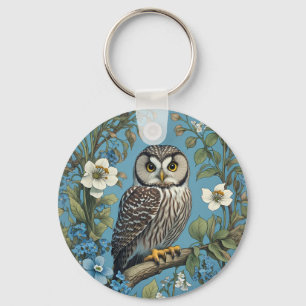 Northern Saw-Whet Uggla William Morris Inspired Nyckelring
