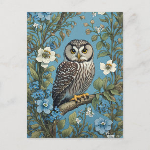 Northern Saw-Whet Uggla William Morris Inspired Vykort