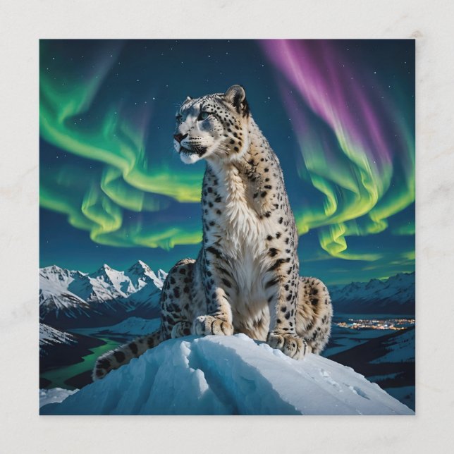 “Northern Sky Wanderer” – Snöleopardporträtt Inbjudningar (Framsida)