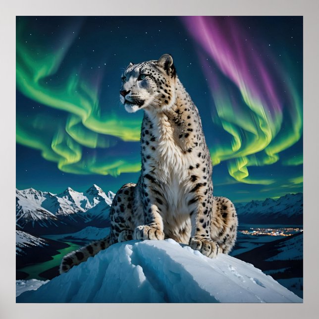 ”Northern Sky Wanderer” – Snöleopardporträtt Poster (Framsidan)