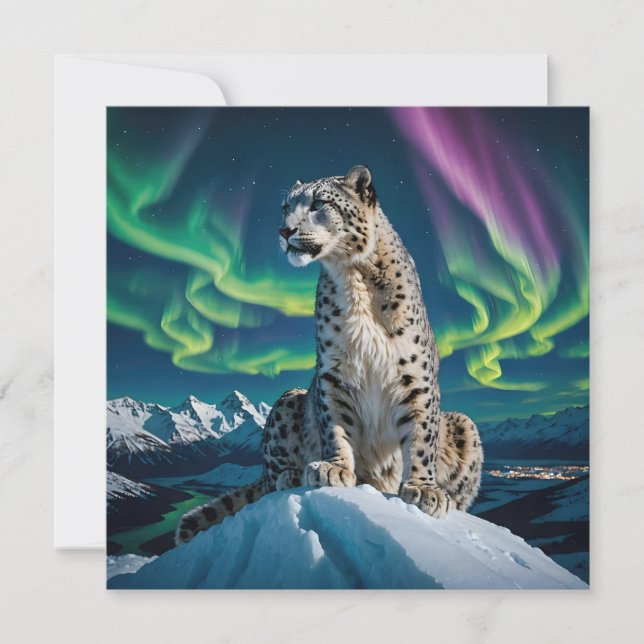 “Northern Sky Wanderer” – Snow Leopard Portrait Julkort (Framsida)