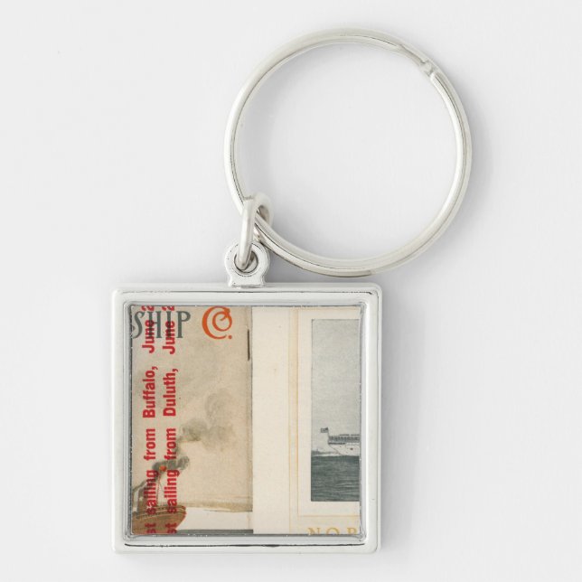 Northern Steamship Company Fyrkantig Silverfärgad Nyckelring (Framsidan)