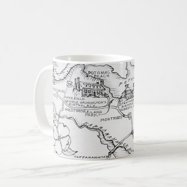 Northern Virginia Kart Postkort Mugg (Framsida vänster)