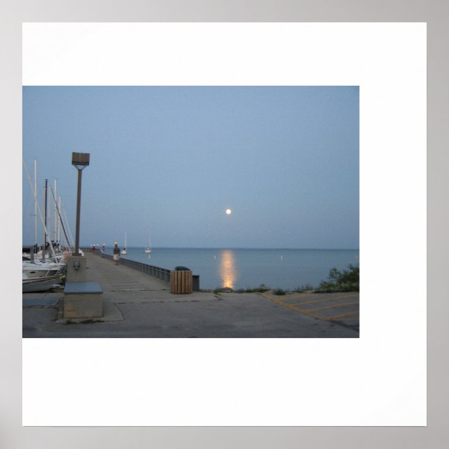 Northport Michigan Marina Moonlight Poster (Framsidan)
