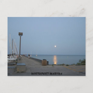 Northport Michigan Marina Moonlight Vykort
