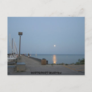 Northport Michigan Marina Moonlight Vykort