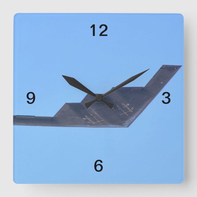 Northrop Grumman B-2 Spirit Wall Clock Fyrkantig Klocka (Framsida)