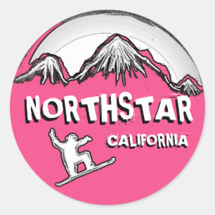Northstar California rosa snowboarder-etiketter Runt Klistermärke
