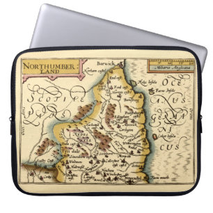 Northumberland County England Old Antiquarian Kart Laptop Fodral