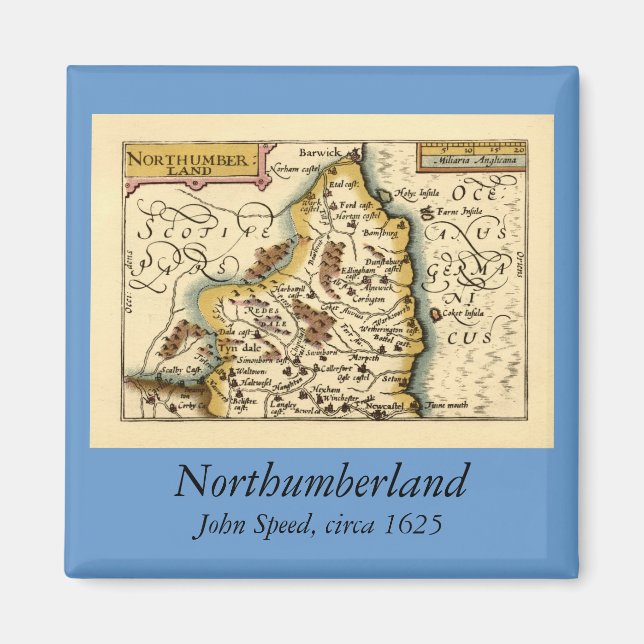 Northumberland County Karta, England Magnet (Framsidan)