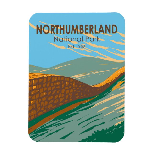 Northumberland National Park Hadrians Wall England Magnet (Vertikal)