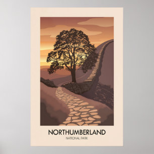 Northumberland Nationalpark Modern Resemaljningsaf Poster