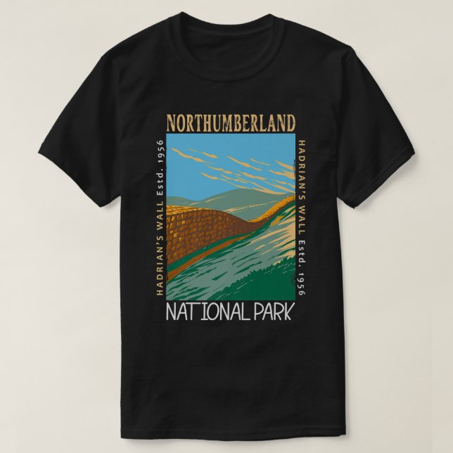 Northumberlands nationalpark Hadrians Wall Distres T Shirt (Design framsida)
