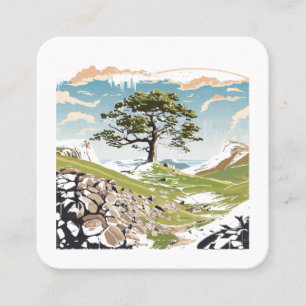 Northumberlands nationalpark Sycamore Gap Träd Fyrkantigt Visitkort