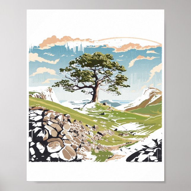 Northumberlands nationalpark Sycamore Gap Träd Poster (Framsidan)