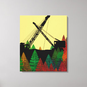 Northwest Crawler Crane n Track Fantasy Art Canvastryck