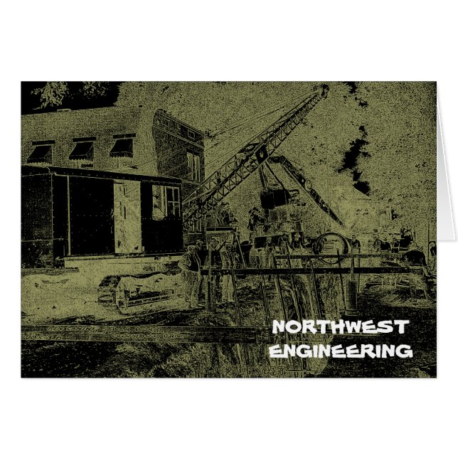 NORTHWEST ENGINEERING CRANE OPERATOR MÖRK ART HÄLSNINGSKORT (Framsidan Horizontal)