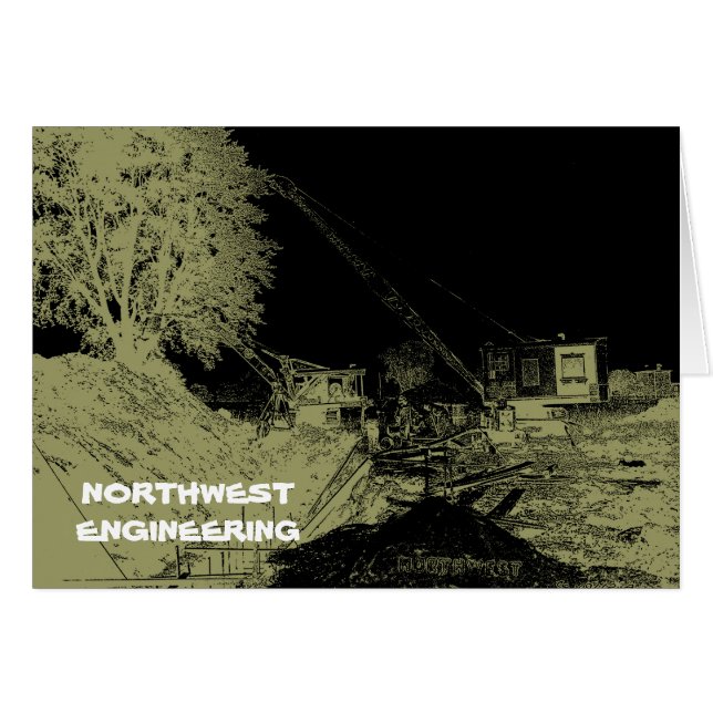 NORTHWEST ENGINEERING CRANE OPERATOR MÖRK ART HÄLSNINGSKORT (Framsidan Horizontal)