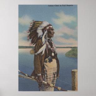 Northwest Indian Chief i Fullt Regalia Poster
