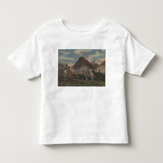 Northwest indier på hästryggjakt t-shirt (Framsida)